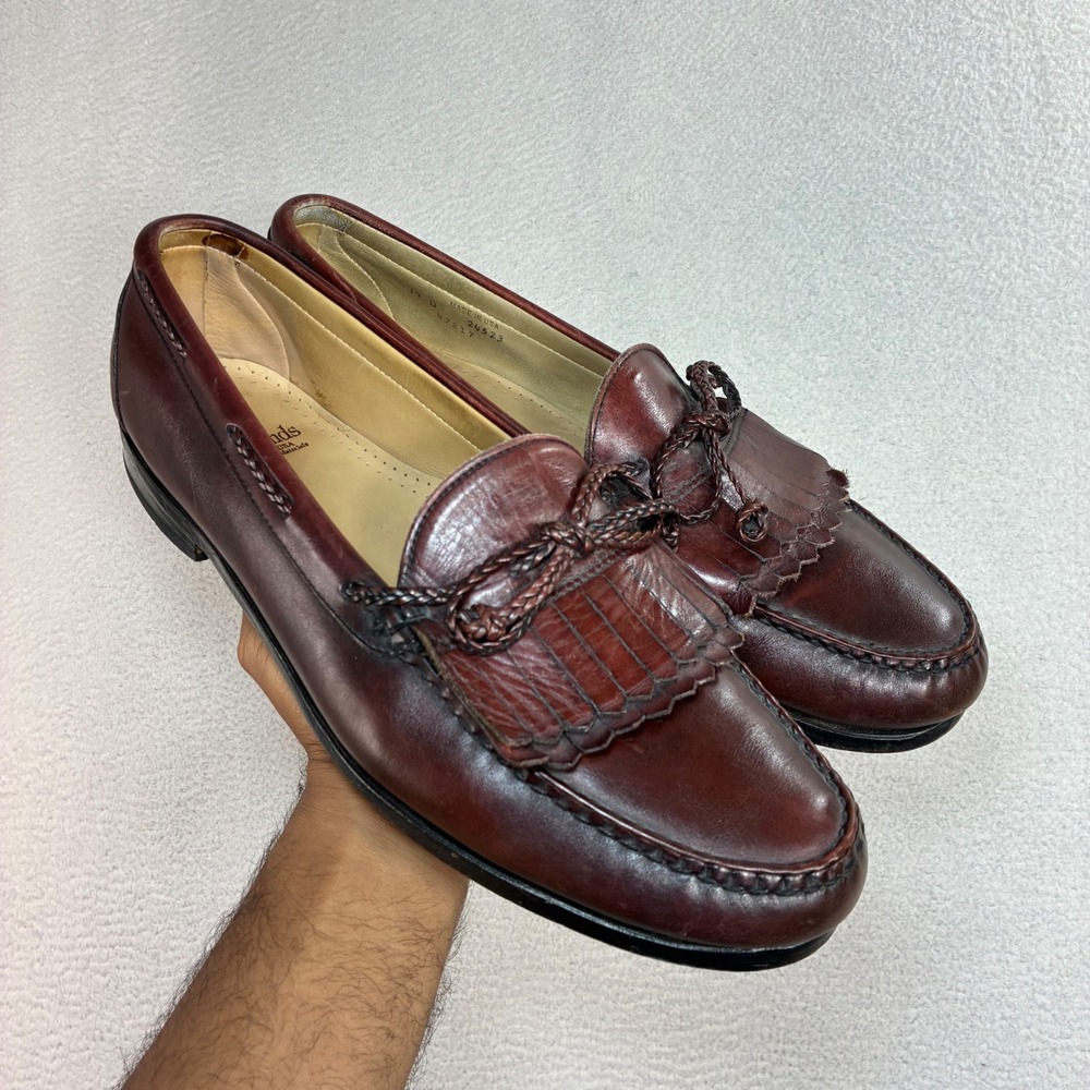 Vintage Allen Edmonds Woodstock Loafer Men 14 Brown Leather Tassel Kiltie Preppy